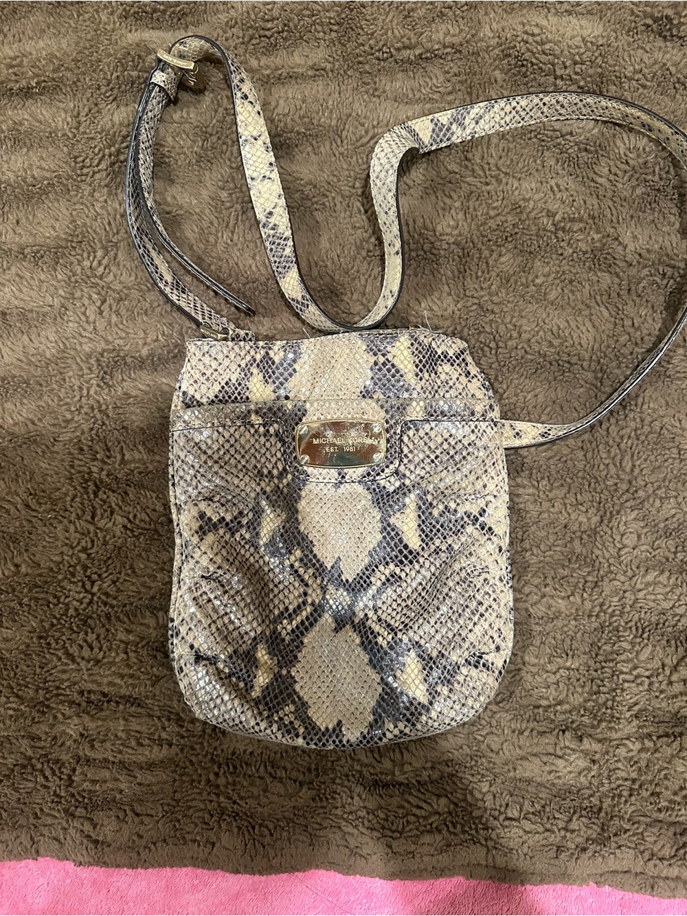 Michael Kors Snake Print Crossbody - Beige, Brown, Black